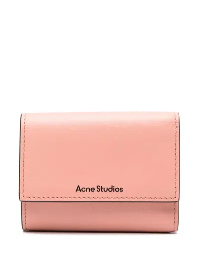 Acne Studios Embossed-logo Leather Wallet In Pink