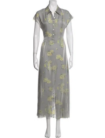 Pre-owned Acne Studios Floral Print Long Dress In Grey