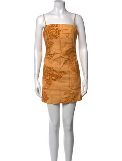Pre-owned Acne Studios Floral Print Mini Dress In Gold