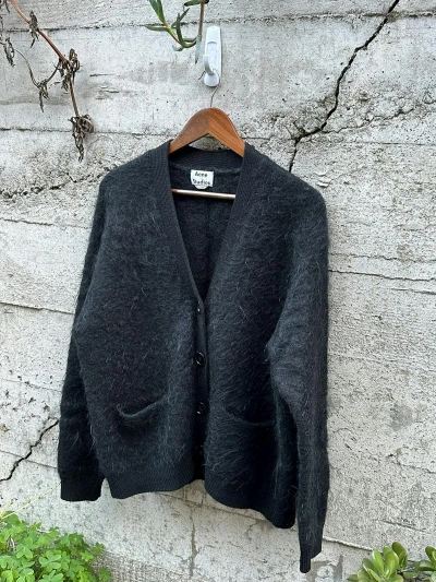 Pre-owned Acne Studios Grail  Mohair Cardigan Sweater In Black