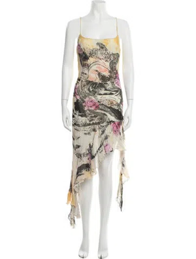 Pre-owned Acne Studios Graphic Print Midi Length Dress In Neutrals