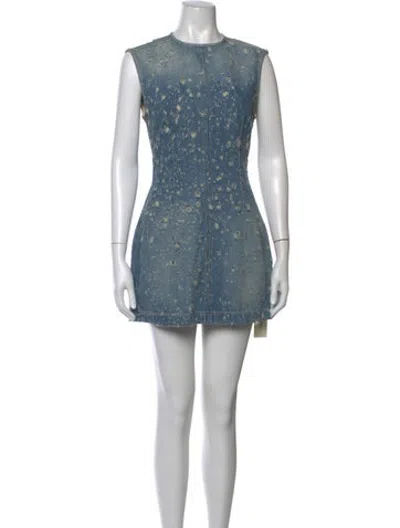Pre-owned Acne Studios Graphic Print Mini Dress In Blue