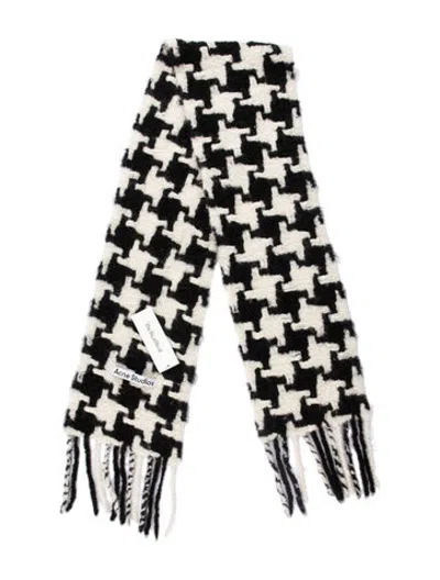 Pre-owned Acne Studios Houndstooth Print Scarf In Black/white