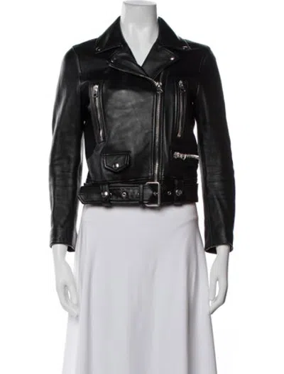 Pre-owned Acne Studios Lamb Leather Biker Jacket In Black