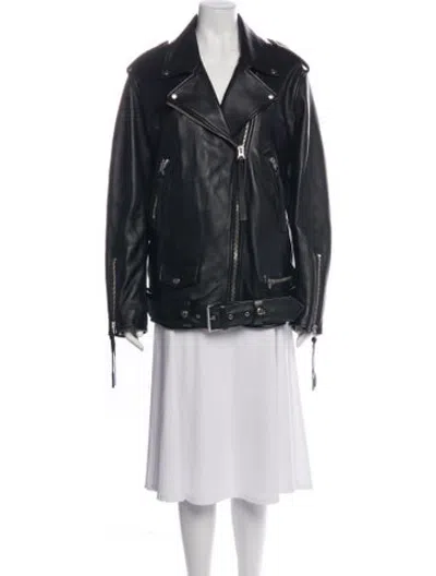 Pre-owned Acne Studios Lamb Leather Biker Jacket In Black