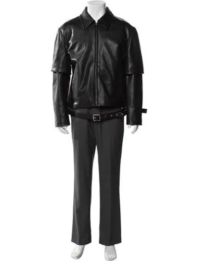 Pre-owned Acne Studios Lamb Leather Moto Jacket W/ Tags In Black