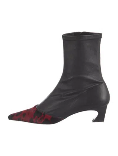 Pre-owned Acne Studios Leather Animal Print Boots In Black