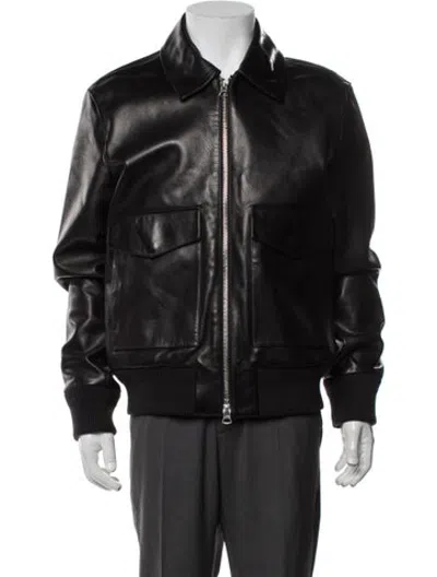 Pre-owned Acne Studios Leather Bomber Jacket In Black