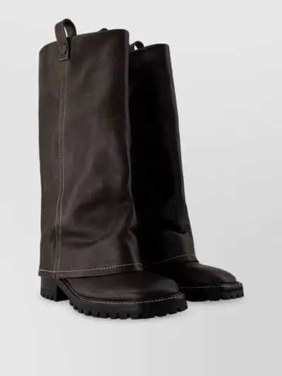 Acne Studios Leather Buckle Boots In Brown