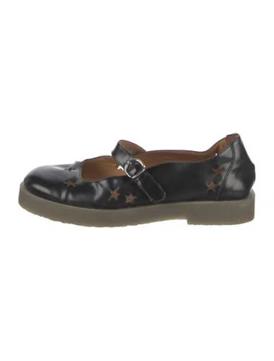 Pre-owned Acne Studios Leather Graphic Print Mary Jane Flats In Black/neutrals