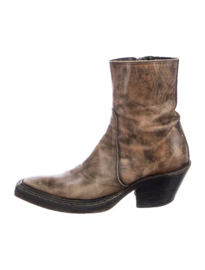Pre-owned Acne Studios Leather Patterned Boots In Brown