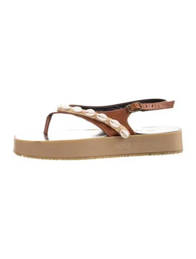 Pre-owned Acne Studios Leather Sandals In Gold