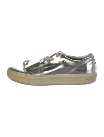 Pre-owned Acne Studios Leather Sneakers In Silver