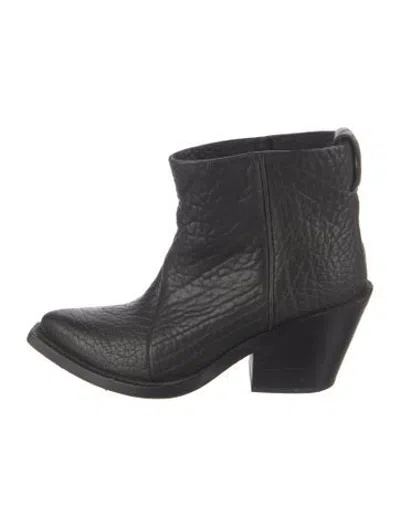 Pre-owned Acne Studios Leather Western Boots In Black