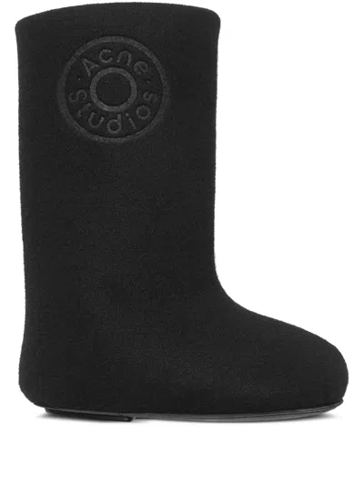 Acne Studios Logo-detail Felt Boots In Black
