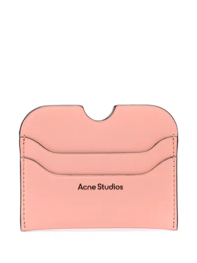 Acne Studios Logo-embossed Leather Card Holder In Pink