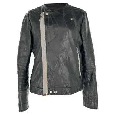 Pre-owned Acne Studios Patchwork Zip-up Biker Jacket In Black Lamb Leather
