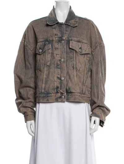 Pre-owned Acne Studios Patterned Denim Jacket In Blue/brown