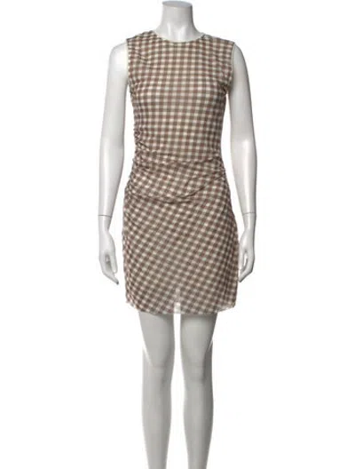 Pre-owned Acne Studios Plaid Print Mini Dress In Brown
