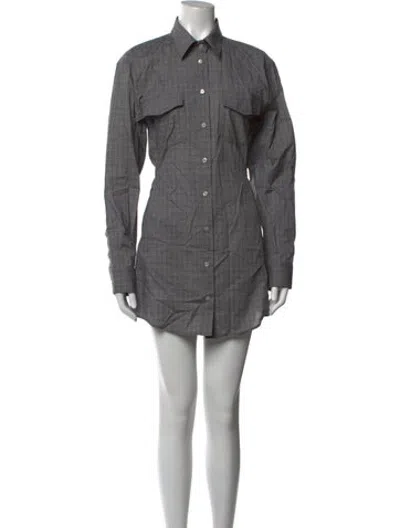 Pre-owned Acne Studios Plaid Print Mini Dress In Grey
