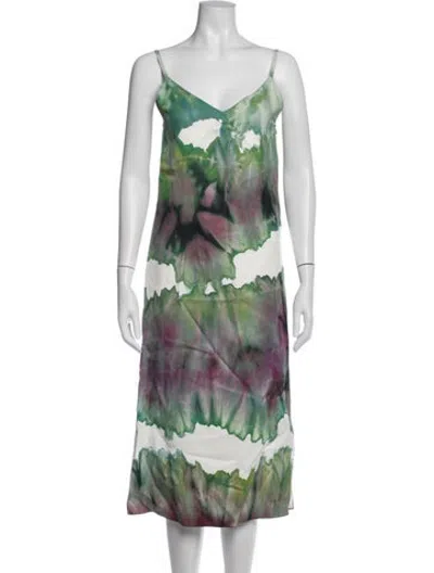 Pre-owned Acne Studios Printed Midi Length Dress In Green