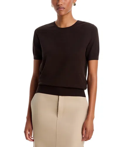 Acne Studios Silk Blend Short Sleeve Knit Top In Dark Brown