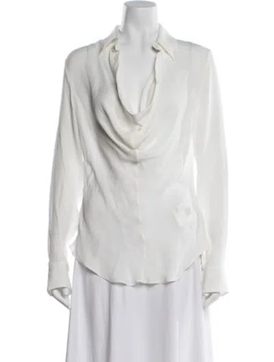 Pre-owned Acne Studios Silk Cowl Neck Blouse In White
