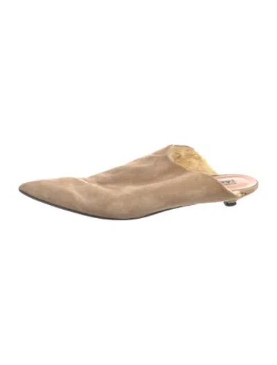 Pre-owned Acne Studios Suede Mules In Neutrals