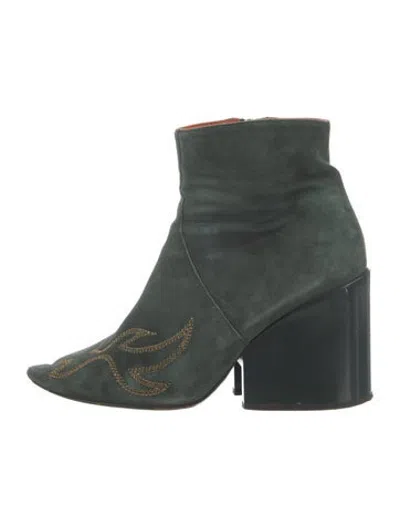 Pre-owned Acne Studios Suede Printed Boots In Green