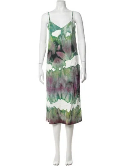Pre-owned Acne Studios Tie-dye Print Midi Length Dress In Green