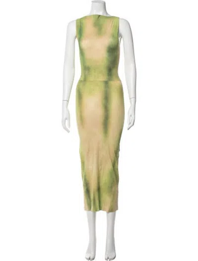 Pre-owned Acne Studios Tie-dye Print Midi Length Dress In Green/yellow