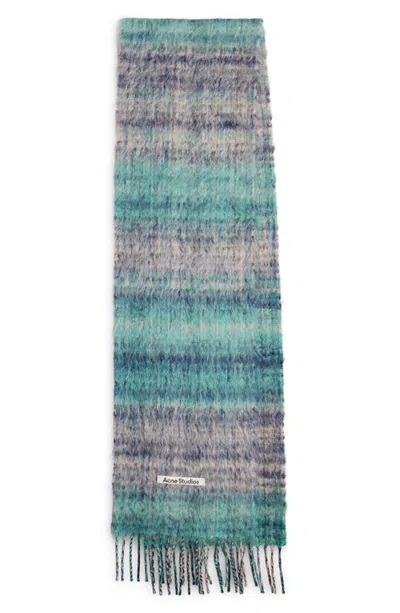 Acne Studios Vibot Mohair & Wool Blend Fringe Scarf In Blue