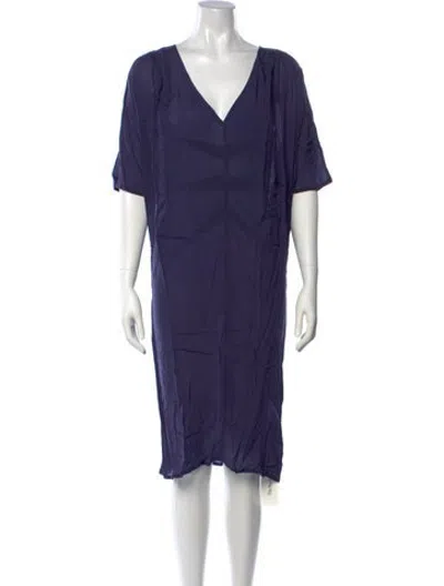 Pre-owned Acne Studios V-neck Midi Length Dress In Purple