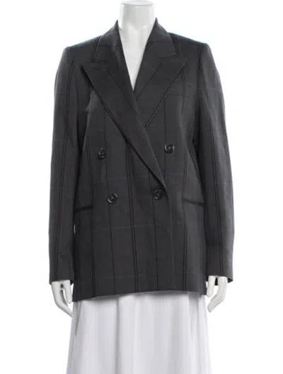 Pre-owned Acne Studios Wool Plaid Print Blazer In Grey