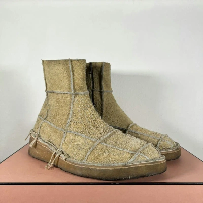Pre-owned Acne Studios X Leather Acne Studios Beige Suede Patchwork Crepe Sole Boot