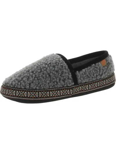 Acorn Womens Faux Fur Round Toe Moccasins In Grey