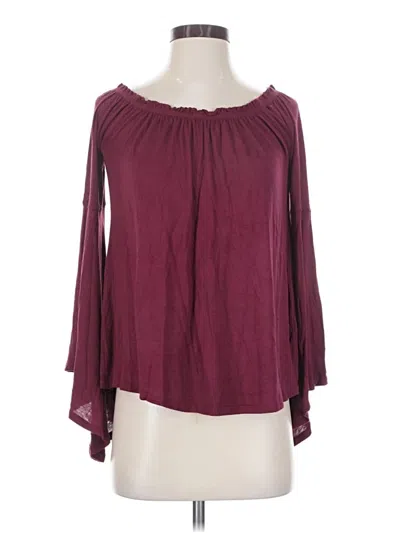 Pre-owned Active Usa Long Sleeve Blouse In Burgundy