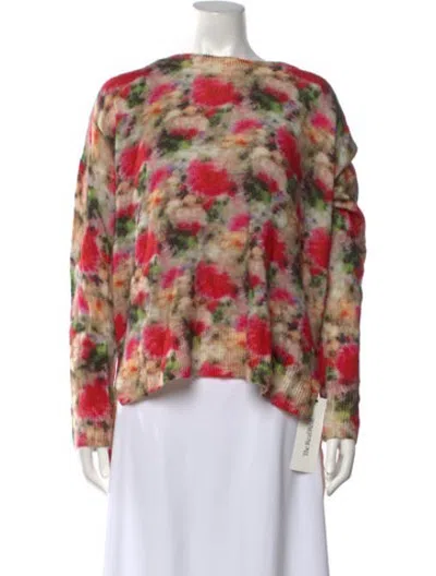 Pre-owned Adam Lippes Cashmere Floral Print Sweater W/ Tags In Neutrals