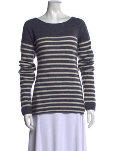 Pre-owned Adam Lippes Cashmere Striped Sweater In Blue