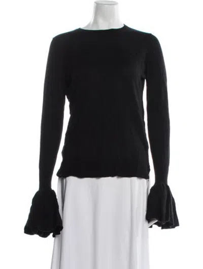 Pre-owned Adam Lippes Merino Wool Crew Neck Sweater In Black