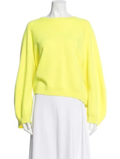 Pre-owned Adam Lippes Merino Wool Crew Neck Sweater In Yellow