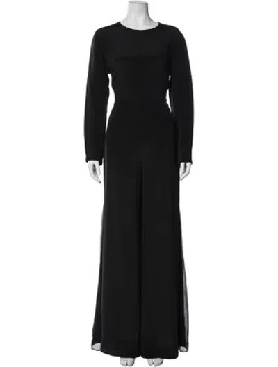 Pre-owned Adam Lippes Silk Crew Neck Jumpsuit In Black