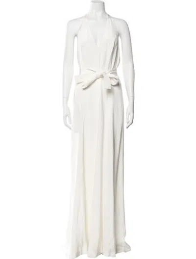 Pre-owned Adam Lippes Silk Halterneck Jumpsuit In Neutrals