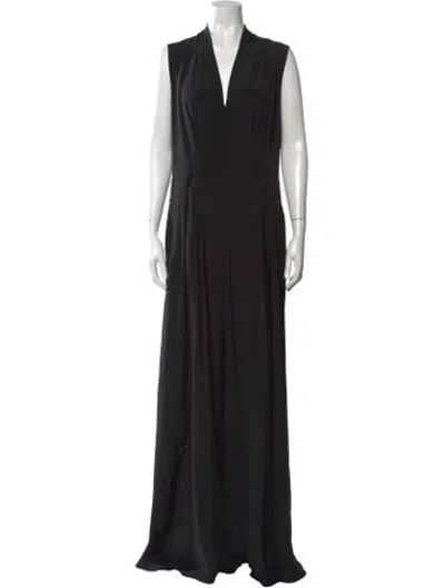 Pre-owned Adam Lippes Silk V-neck Jumpsuit In Black