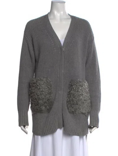 Pre-owned Adam Lippes V-neck Sweater In Grey
