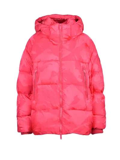 Add Down Jacket With Tone-on-tone Embroidery And Hood In Pink