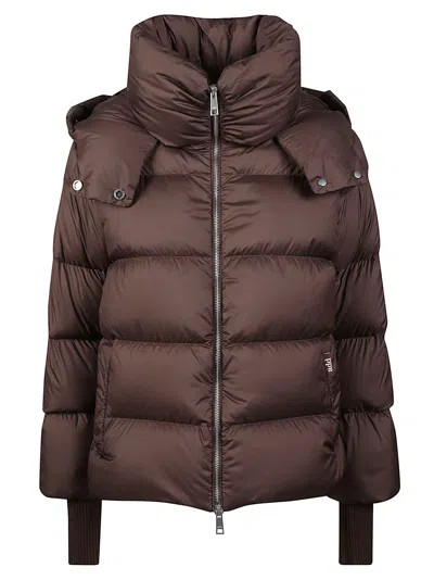 Add Short Down Polyester Cape In Brown