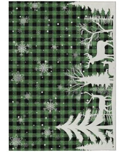 Addison Holiday Washable Indoor Outdoor Acn1824 Rug Collection In Green