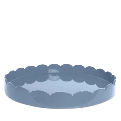 Addison Ross Large Lacquer Scalloped Tray, 16 Round In Blue