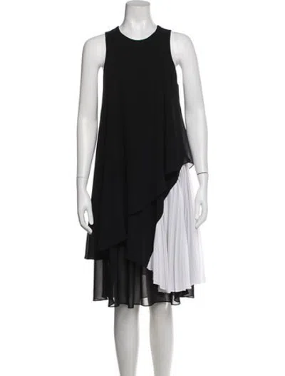 Pre-owned Adeam Colorblock Pattern Midi Length Dress In Black
